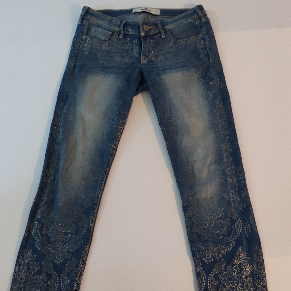 Hollister Size 1r Gold Foil Damask Print skinny jeans